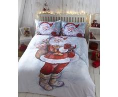 Weihnachtsmann Nikolaus Schnee Steppdecke Bettwäsche Set - Mehrfarbig, 220 x 230 x 0.5 cm