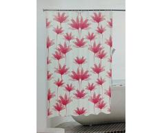 GMMH Duschvorhang Anti Schimmel Effekt Badewannenvorhang Wasserdicht inkl.12 Ringe (Rosa Blumen)
