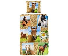 Good Morning! Kinder-Bettwäsche, Pferde, Mehrfarbig, Einzelbettgröße