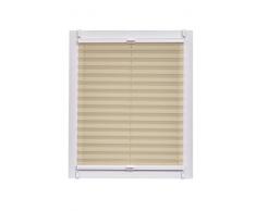 Sunlines Plissee Made in Germany, Tageslicht, Crepes Uni Klemmfix, Weisse Schiene, 125 x 150 Plissee, Stoff, Sand, 125 x 2.3 x 150 cm, 1 Einheiten