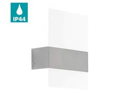 EGLO LED Außen-Wandlampe Nadela, 2 flammige Außenleuchte, Wandleuchte aus Edelstahl, Farbe: Silber, Glas: Weiß, satiniert, IP44
