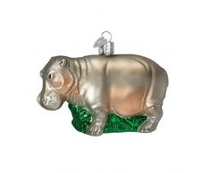 Old World Christbaumschmuck: Zoo und Wildtiere aus Glas geblasen Ornamente für Weihnachtsbaum Nilpferd 2.500 grau