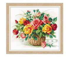 Riolis Korb mit Rosen Kreuzstich-Set, Baumwolle, Mehrfarbig, 35 x 30 x 0.1 cm