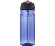 Thermos-Trinkflasche mit Strohhalm, 530 ml, Magenta, Glas Metall, blau, 530ml