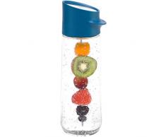 WMF Nuro Wasserkaraffe 1,0l, mit Fruchtspieß, Höhe 29,7 cm, Glas-Karaffe, CloseUp-Verschluss, blau