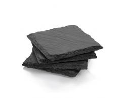 BOSKA Untersetzer Monaco 4 Stück aus Schiefer, Stein, schwarz, 10 x 10 x 1 cm, 4-Einheiten