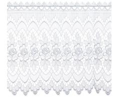 Plauener Spitze by Modespitze, Store Bistro Gardine Scheibengardine mit Stangendurchzug, hochwertige Stickerei, Höhe 60 cm, Breite 176 cm, Weiß