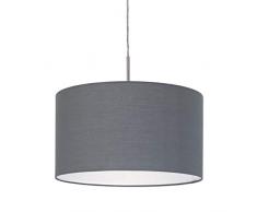 EGLO Pendellampe Pasteri, 1 flammige Textil Pendelleuchte, Hängeleuchte aus Stahl und Stoff, Farbe: nickel matt, grau, Fassung: E27, Ø: 38 cm