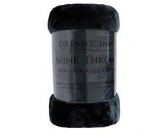 Dreamscene Kunstpelz Fleece Überwurf über Sofa Bett Soft, schwarz, 125 x 150 cm-p, Polyester, schwarz, Single - 125 x 150 cm