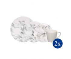 like by Villeroy & Boch Group - Marmory Geschirr-Set Black, 8 tlg., Marmor-Optik, spülmaschinen-, mikrowellengeeignet, schwarz/weiß