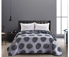 DecoKing Tagesdecke 170 x 210 cm schwarz weiß Graphit grau Stahl anthrazit Bettüberwurf zweiseitig pflegeleicht geometrisches Muster