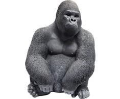 Kare Design Deko Figur Gorilla Side Medium, kleine Dekofigur in Form eines Gorillas, ausgefallene Wohnzimmer Dekoration, Dekofigur Gorilla Schwarz, Dekoobjekt Affe (H/B/T)38,5x30x28cm