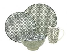 CreaTable 19736, Serie New Style black CROSS, Geschirrset Single Set 4 teilig