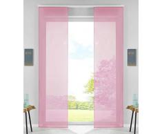 2er Set Schiebegardinen Flächenvorhänge Vorhang Gardine Schiebe HxB 245x60 cm Rosa Komplett mit Paneelwagen Beschwerungsstange, 85589N2