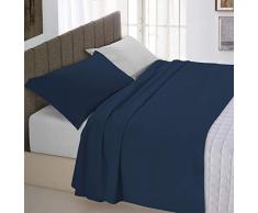 Italian Bed Linen Natural Color Bettwäsche Set, 100% Baumwolle, Dunkel blau/Hell grau, Einzeln