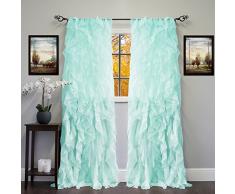 Sweet Home Collection Vorhang, Voile, vertikal, gerafft, 213 x 127 cm, 2 Stück. 96 x 50 meeresmotiv