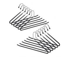 Relaxdays Hosenbügel 12 Set, rutschfest, Kleiderbügel für Hosen, gummiert aus Metall, platzsparend, Set, 35 cm, schwarz