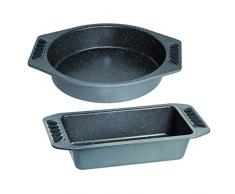 STONELINE Set, 2tlg, runde und rechteckige Form, Silber, aus Karbonstahl Backform, 32.4 x 28.2 x 7.3 cm, 2-Einheiten