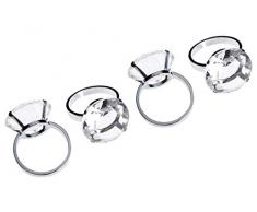 Premier Housewares Serviettenringe, 4er Set, klar Diamante, verchromt