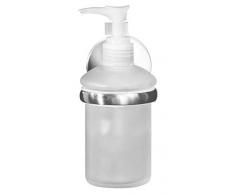 FACKELMANN Seifenspender Vision, Behälter für Flüssigseife, Seifenbevorrater mit verchromter Wandhalterung (Farbe: Silber/Milchig), Menge: 1 Stück