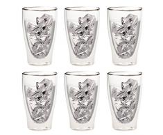 Levivo doppelwandiges Thermoglas 400 ml, ideal als Kaffeeglas oder Teeglas, mundgeblasene Thermo-Gläser, hitzebeständig, handgefertigt, kratzfest und spülmaschinengeeignet, 6er-Set