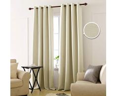 Deconovo Verdunkelungsvorhang Ösen Gardinen Blickdicht Schlafzimmer, Stoff, Beige, 175x140