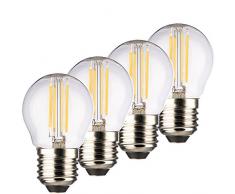 MÜLLER-LICHT 400223 A++, 4er-SET Retro-LED Lampe Miniglobe ersetzt 40 W, Glas, E27, weiß, 4.5 x 4.5 x 7.7 cm [Energieklasse A++]