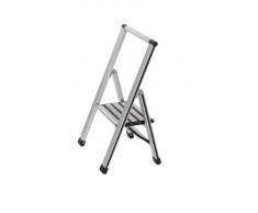 Wenko 601010100 Alu-Design Klapptrittleiter 1-stufig - Haushaltsleiter, 44 x 73 x 5,5 cm, Aluminium