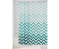 iDesign Ombre Chevron Textil Duschvorhang | 183 cm x 183 cm Vorhang aus Stoff mit Zickzackmuster | pflegeleichte Duschabtrennung für Badewanne und Duschwanne | Polyester grün