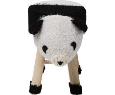 Kare Hocker Funny, 83285, Kleiner runder Sitzhocker, Grauer Flauschiger Bezug mit aufgenähtem Panda-Gesicht, süßer Schemel für Kinderzimmer (HxBxT) 35 x 40 x 27 cm, 100% Polyester, Schwarz, Weiß