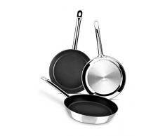 Monix Chef Non-Stick Pfannen-Set, 3-teilig, 20-24-28 cm, Edelstahl 18/10, Antihaftbeschichtung, für alle Herdarten geeignet, auch Induktion