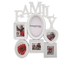 PrimoLiving FAMILY Bildergalerie mit Herz fÃ¼r 6 Bilder 3D Optik Bilderrahmen in WeiÃ P-299