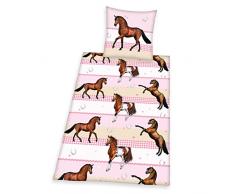 Herding 465736050 Bettwäsche Young Collection Pferd, Kopfkissenbezug 80 x 80 cm und Bettbezug 135 x 200 cm, 100 % Baumwolle, Flanell