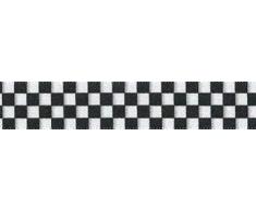 Berisfords Schleifenband, kariert, schwarz/weiß, 25 mm