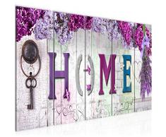 Bilder Home Blumen Wandbild 200 x 80 cm Vlies - Leinwand Bild XXL Format Wandbilder Wohnzimmer Wohnung Deko Kunstdrucke Violett 5 Teilig - MADE IN GERMANY - Fertig zum Aufhängen 503655a