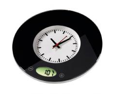 Xavax digitale Küchenwaage Pauline mit Uhr als Wiegefläche, geeignet zur Wandbefestigung, schwarz
