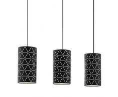 EGLO Pendelleuchte Ramon, 3 flammige Hängelampe Modern, Hängeleuchte aus Stahl in schwarz, weiß , Esstischlampe, Wohnzimmerlampe hängend mit E27 Fassung