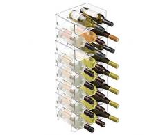 mDesign 8er-Set Flaschenregal – stapelbare Aufbewahrung für Weinflaschen und andere Getränke – modernes Weinregal aus Kunststoff für jeweils 3 Flaschen – transparent
