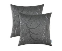 CaliTime Kissenbezüge Kissenhülle Pack von 2 Dekokissen Cases Schalen für Couch Sofa Home Decor Modern Shining & Dull Contrast Circles Ringe Geometric 50cm x 50cm Grau