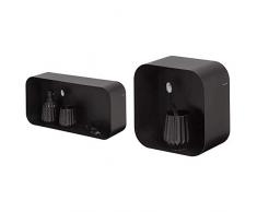 Sealskin Brix Wandregal Rechteck, Hängeregal aus pulverbeschichtetem Metall, Farbe: Schwarz, Abmessung + Brix Wandregal Quadrat, Hängeregal aus pulverbeschichtetem Metall, Farbe: Schwarz, Abmessung