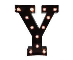 Glintee LED-Lichterkette mit schwarzem Alphabet für Hochzeit, Zuhause, Party, Bar, Dekoration, batteriebetrieben, Buchstaben-Dekor Art Deco Letter-y