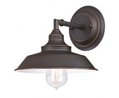 63435 Einflammige Wandleuchte Iron Hill von Westinghouse Lighting für Innenbereiche, Ausführung in geölter Bronze mit Akzenten