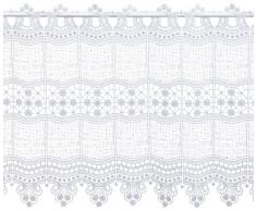 Plauener Spitze by Modespitze, Store Bistro Gardine Scheibengardine mit Stangendurchzug, hochwertige Stickerei, Höhe 45 cm, Breite 96 cm, Weiß