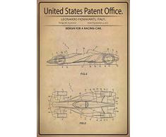 Schatzmix Patent für EIN Rennauto Metallschild 20x30 Deko tin Sign Blechschild, Blech, Mehrfarbig, 20x30 cm