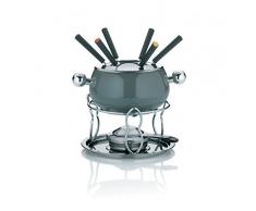 Kela 16636 Fondue-Set, Fleischfondue, 11-teilig, Für 6 Personen, Emaille, 0,8 l Füllmenge, Siena, Grau