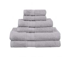 Superior - 6-teilige Kollektion, weiches/saugfähiges Handtuchset, Kunstseide aus Bambus und Baumwolle, chromfarben