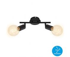 Briloner Leuchten Spotleuchte, Deckenspot 2-flammig, Retro/Vintage, Spotköpfe dreh- und schwenkbar, 2x E27, max. 60W, Metall, Schwarz, 60 W