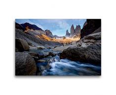 Calvendo Premium Textil-Leinwand 75 cm x 50 cm quer, Las Torres, Torres del Paine NP, Patagonien | Wandbild, Bild auf Keilrahmen, Fertigbild auf echter Leinwand, Leinwanddruck Natur Natur