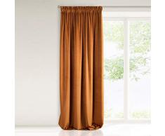 Eurofirany Samt Vorhänge Velvet Rostbraun Fuchsrot Kräuselband Edel Gardine Elegant Glatt Einfarbig Weich Wohnzimmer Schlafzimmer Lounge, Polyester, 140X270 cm