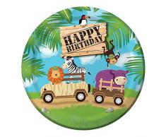 Creative Converting Safari Adventure Pappteller, robust, 22 cm, mehrfarbig